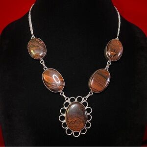 Tigers Eye 925 Statement Necklace